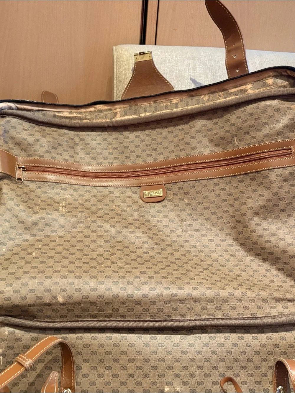 Gucci Black Suede and Brown Leather Duffel Bag Vintage Preowned